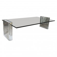 Lucite slab coffee table 